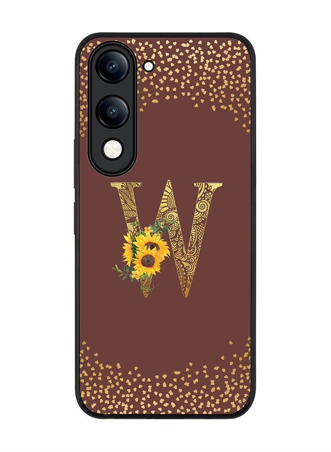 For vivo Y04 / Y29t 5G Case,Slim fit Camera Protection, Shockproof Thin Phone cover  - Custom Floral Monogram - W  (Brown )